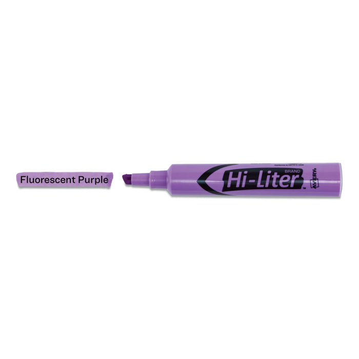 HI-LITER Desk-Style Highlighters, Fluorescent Purple Ink, Chisel Tip, Purple/Black Barrel, Dozen