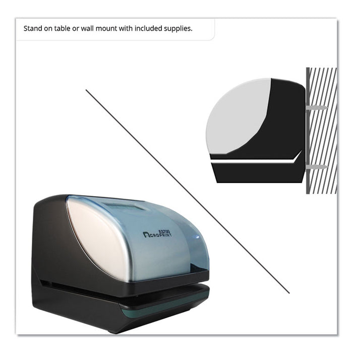 ES700 Atomic Electronic Time Recorder and Document Stamp, Digital Display, Black/Silver