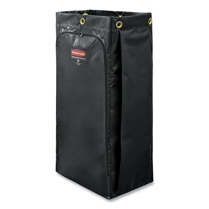 Replacement Executive Vinyl Bag for Rubbermaid Commercial High-Capacity Cleaning Carts, 34 gal, Black, 4/Carton