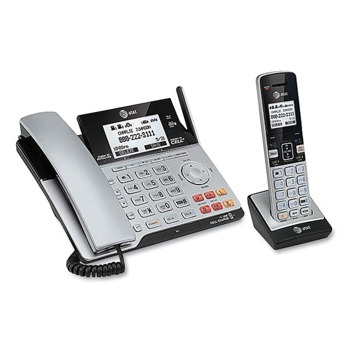 Connect to Cell TL86103 Two-Line Corded/Cordless Phone, Corded Base Station and 1 Additional Handset, Black/Silver