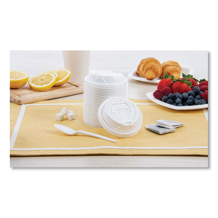 Optima Reclosable Lid, Fits 12 oz to 24 oz Hot Cups, Plastic, White, 100/Pack, 10 Packs/Carton
