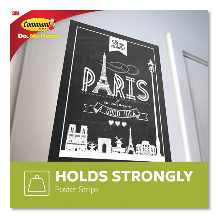 Poster Strip Pairs, Holds Up to 1 lb, 0.63" x 1.75", White, 136/Pack