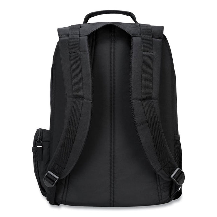 Groove Laptop Backpack, Fits Devices Up to 15.4", Nylon/PVC, 15 x 7 x 18, Black