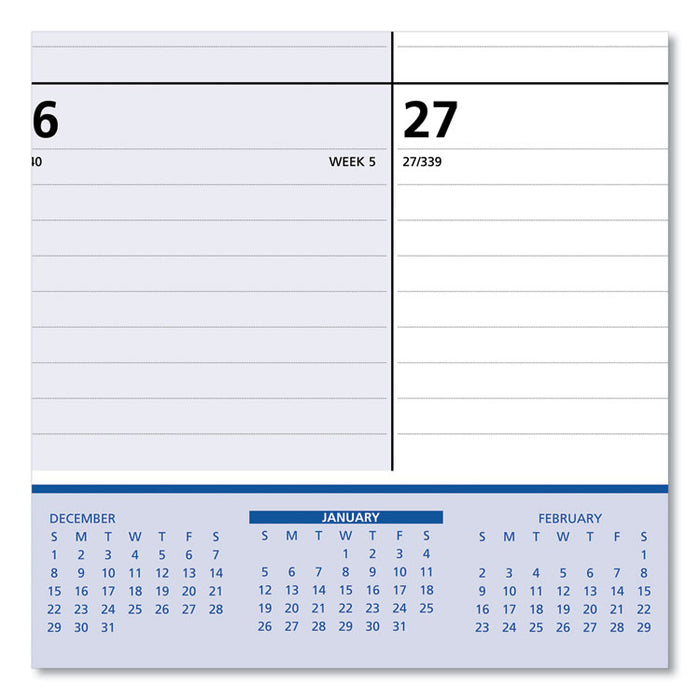 QuickNotes Desk Pad, 22 x 17, White/Blue/Yellow Sheets, Black Binding, Clear Corners, 13-Month: Jan 2026 to Jan 2027