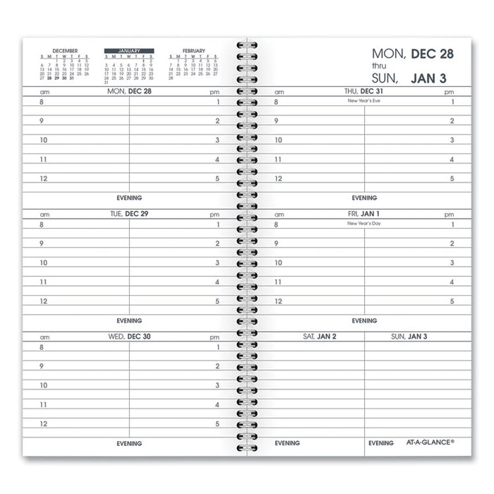 Weekly Appointment Book Refill Hourly Ruled, 6.25 x 3.25, White Sheets, 12-Month (Jan to Dec): 2026