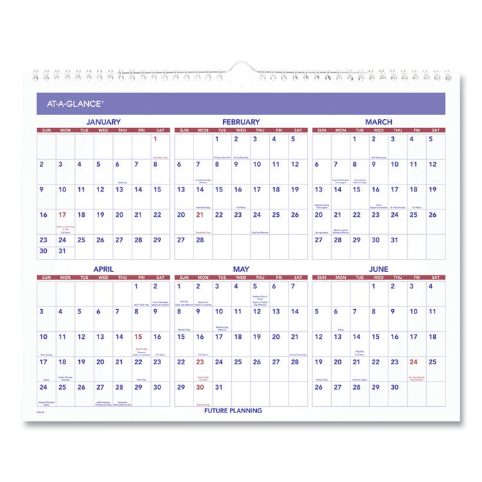 Monthly Wall Calendar, 15 x 12, White/Red/Blue Sheets, 12-Month (Jan to Dec): 2026