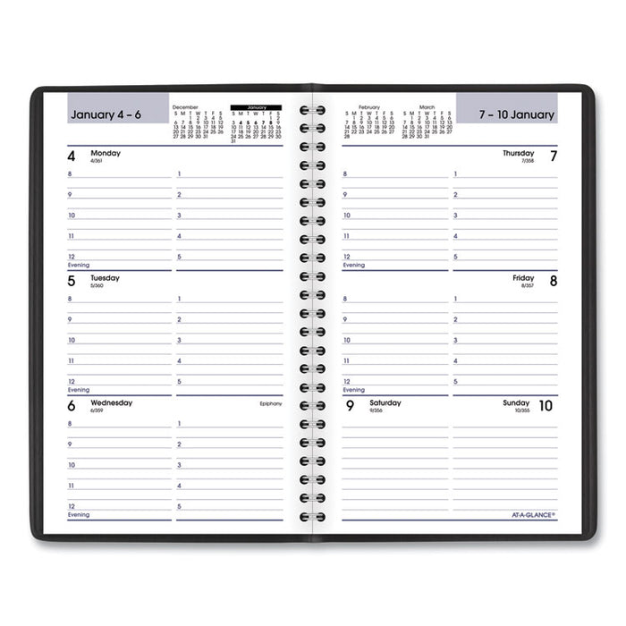 DayMinder Block Format Weekly Appointment Book, 8.5 x 5.5, Black Cover, 12-Month (Jan to Dec): 2026