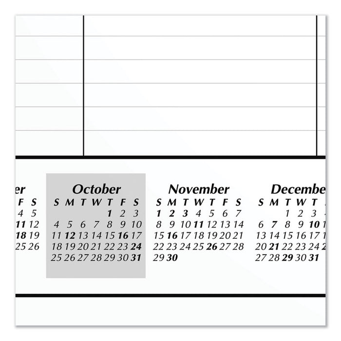 Academic Year Ruled Desk Pad, 21.75 x 17, White Sheets, Black Binding, Black Corners, 16-Month: Sept 2025 to Dec 2026
