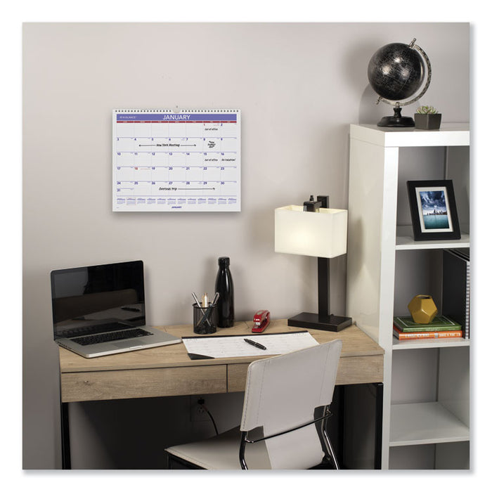 Monthly Wall Calendar, 15 x 12, White/Red/Blue Sheets, 12-Month (Jan to Dec): 2026