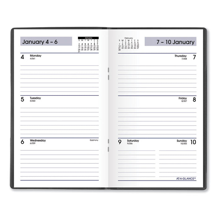 DayMinder Weekly Pocket Planner, 6 x 3.5, Black Cover, 12-Month (Jan to Dec): 2026