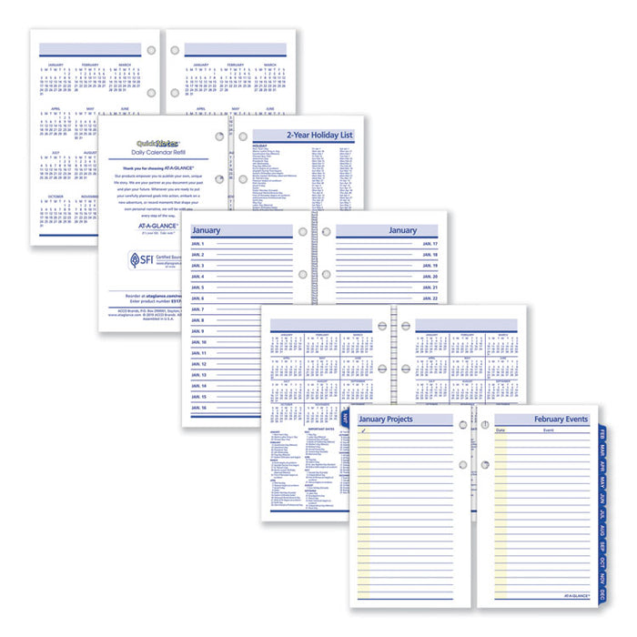 QuickNotes Desk Calendar Refill, 3.5 x 6, White/Yellow/Blue Sheets, 12-Month (Jan to Dec): 2026
