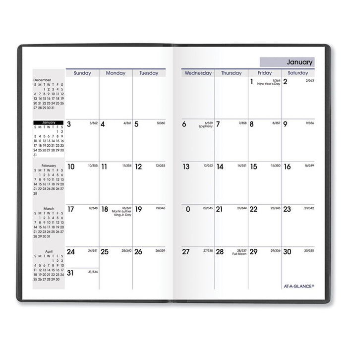 DayMinder Pocket-Sized Monthly Planner, Unruled Blocks, 6 x 3.5, Black Cover, 14-Month: Dec 2025 to Jan 2027