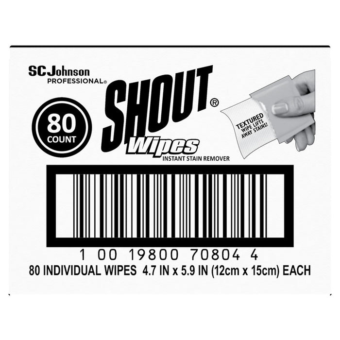 Wipe and Go Instant Stain Remover, 4.7 x 5.9, Unscented, White, 80 Packets/Carton