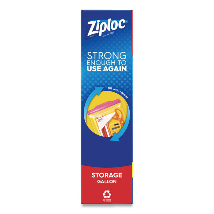 Double Zipper Storage Bags, Triple System Seal, Gallon, 10.56" x 10.75", Clear, 38 Bags/Box, 9 Boxes/Carton