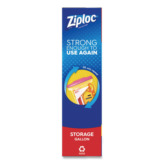 Double Zipper Storage Bags, Triple System Seal, Gallon, 10.56" x 10.75", Clear, 38/Box