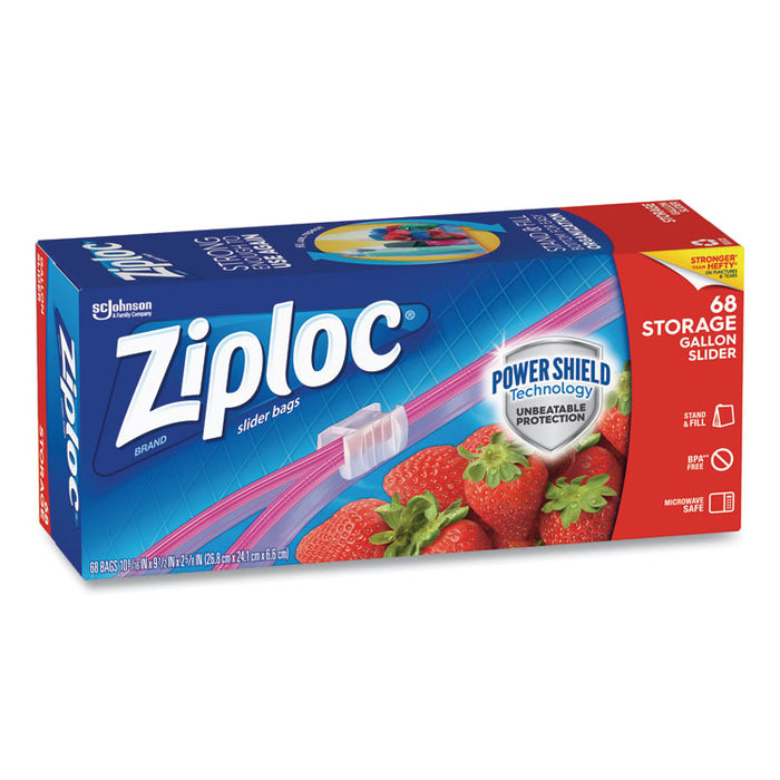 Slider Storage Bags, Gallon, 9.5" x 2.63" x 10.56", Clear, 9/Carton