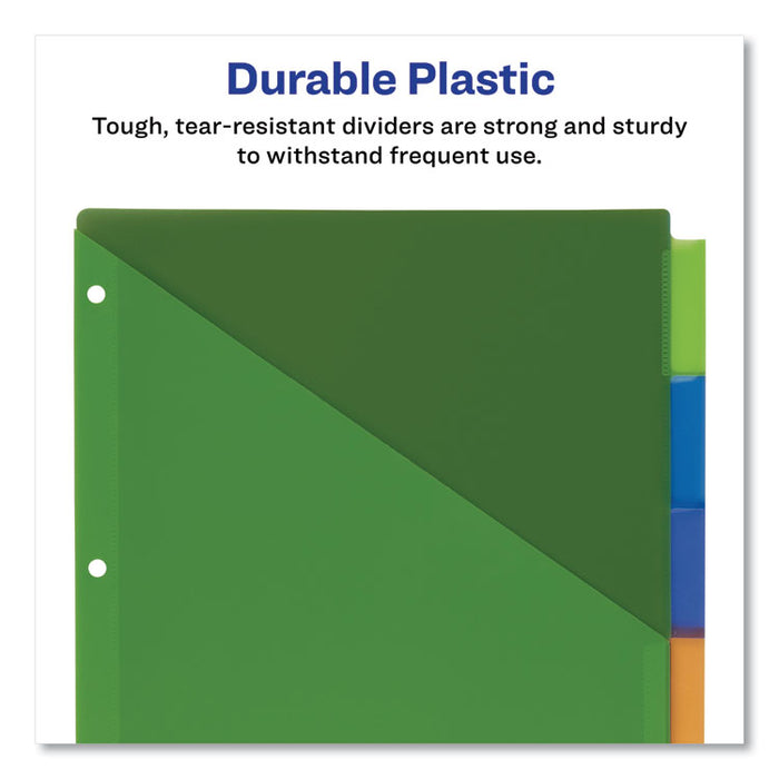 Big Tab Insertable One-Pocket Plastic Dividers, 5-Tab, 11.13 x 9.25, Assorted, 1 Set