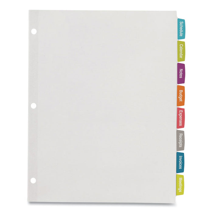 Big Tab Printable White Label Tab Dividers, 8-Tab, 11 x 8.5, White, 4 Sets