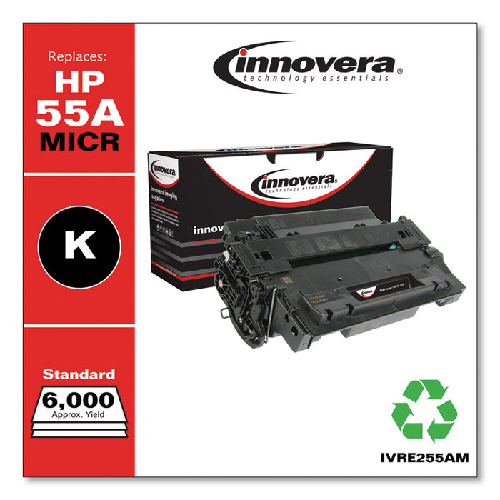 Remanufactured Black MICR Toner, Replacement for 55AM (CE255AM), 6,000 Page-Yield