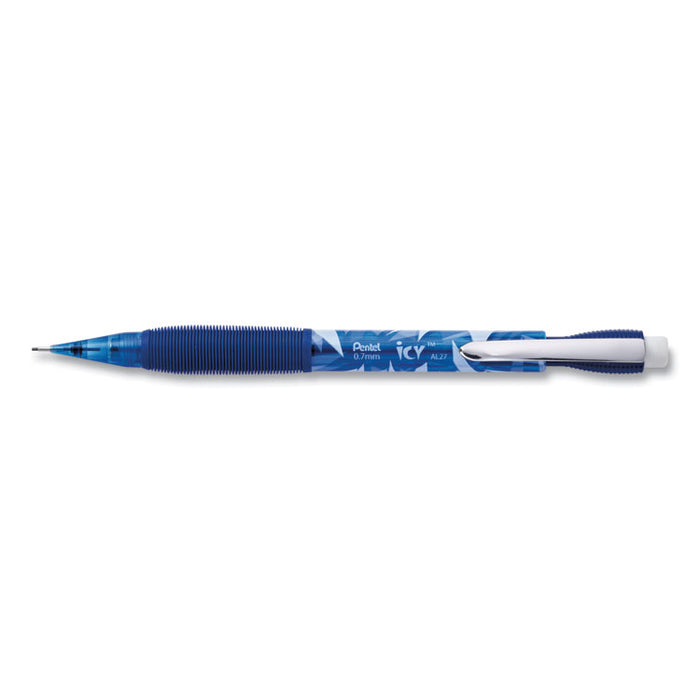 Icy Mechanical Pencil Value Pack, 0.7 mm, HB (#2), Black Lead, Transparent Blue Barrel, 24/Pack