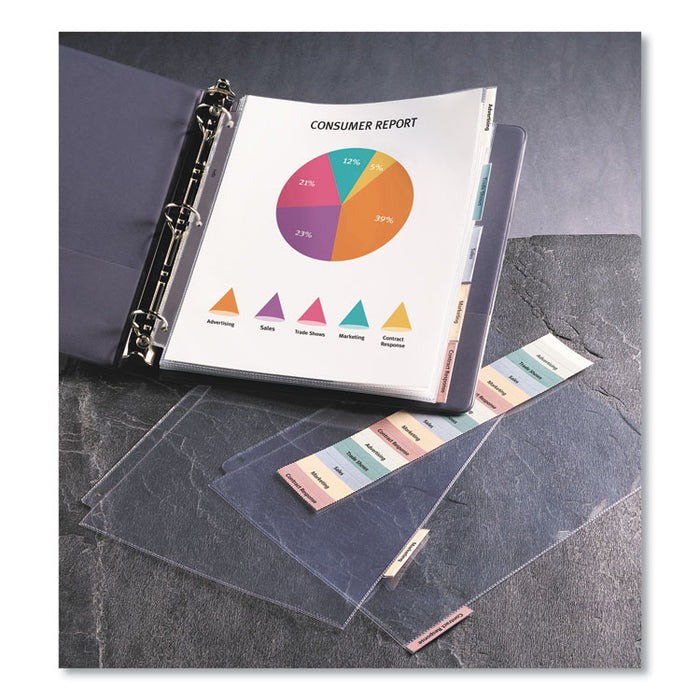 Protect 'n Tab Sheet Protectors, 5-Tabs, Heavy-Duty, Side: 3-Hole Punched, Top Load 8.5 x 11 Insert, Clear, 5/Set