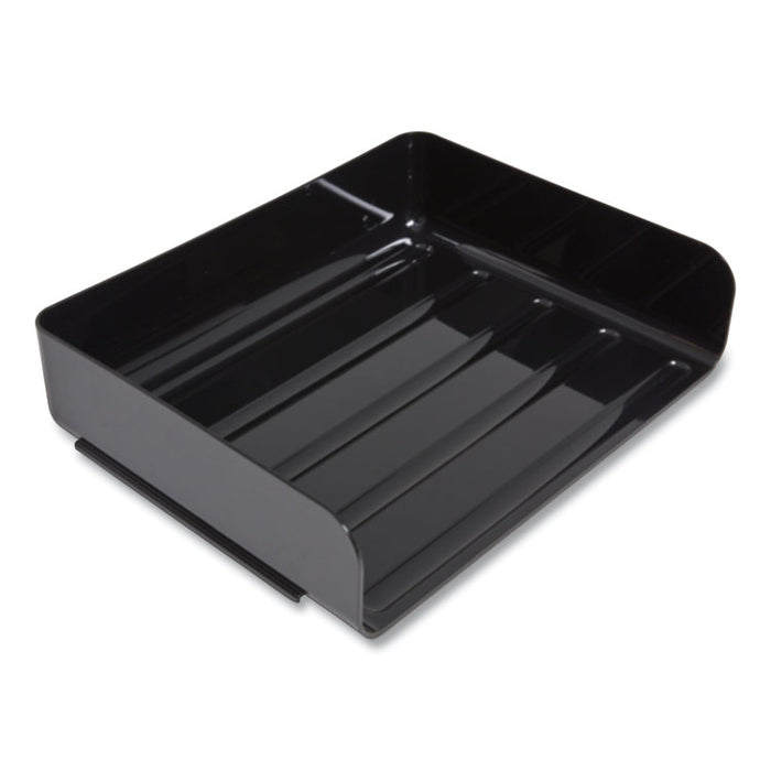 Side-Load Stackable Plastic Document Tray, 1 Section, Letter-Size, 12.63 x 9.72 x 3.01, Black, 6/Pack