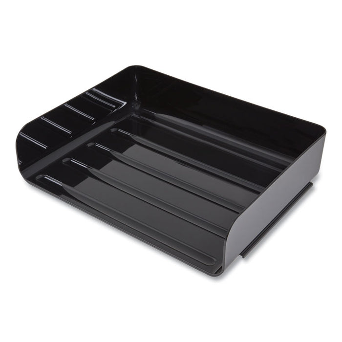 Side-Load Stackable Plastic Document Tray, 1 Section, Letter-Size, 12.63 x 9.72 x 3.01, Black, 2/Pack