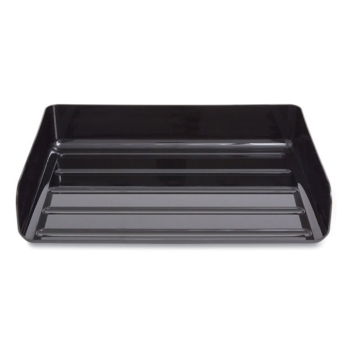 Side-Load Stackable Plastic Document Tray, 1 Section, Letter-Size, 12.63 x 9.72 x 3.01, Black, 2/Pack