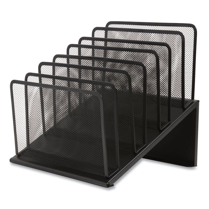 Wire Mesh Incline Sorter, Open Design, 7 Sections, Letter-Size, 11.41 x 11.41 x 11.02, Matte Black