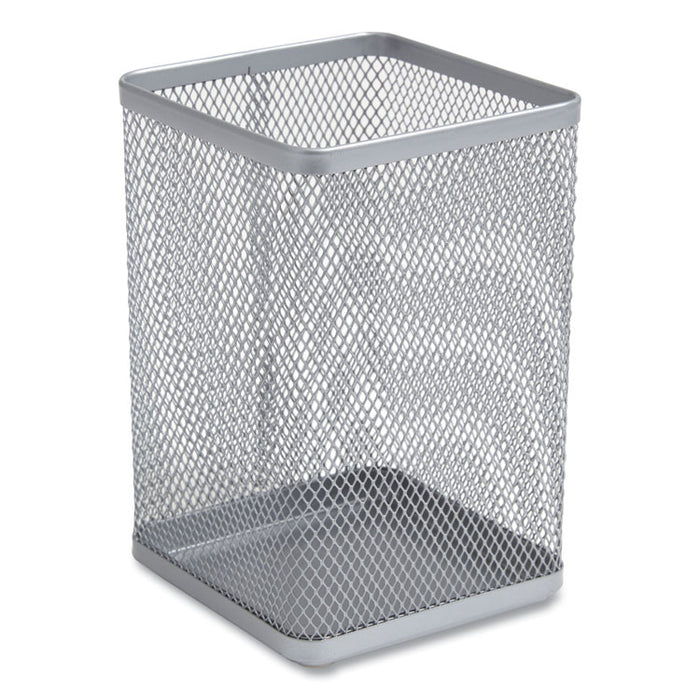 Wire Mesh Jumbo Pencil Holder, 4.33 x 4.33 x 6.69, Silver