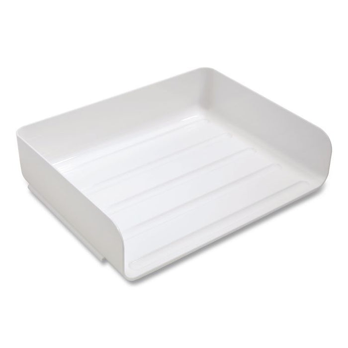 Side-Load Stackable Plastic Document Tray, 1 Section, Letter-Size, 12.63 x 9.72 x 3.01, White, 6/Pack