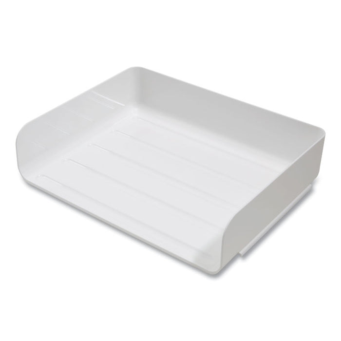 Side-Load Stackable Plastic Document Tray, 1 Section, Letter-Size, 12.63 x 9.72 x 3.01, White, 6/Pack