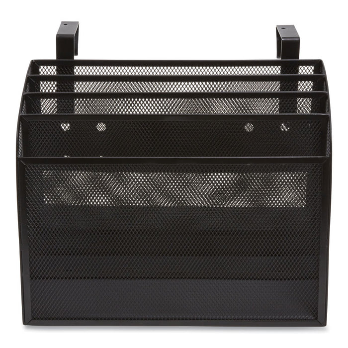 Wire Mesh Incline Sorter, Enclosed Design, 4 Sections, Letter-Size, 12.99 x 6.49 x 10.15, Matte Black