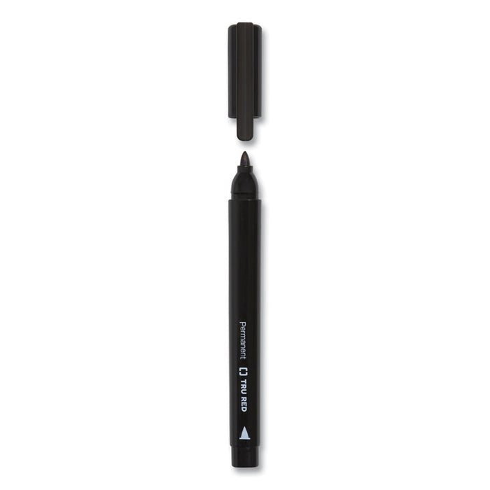 Permanent Marker, Pen-Style, Fine Bullet Tip, Black, 5/Pack