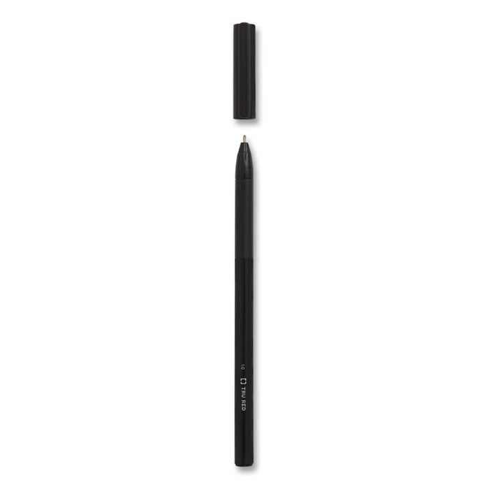 Gripped Ballpoint Pen, Stick, Medium 1 mm, Black Ink, Black Barrel, Dozen