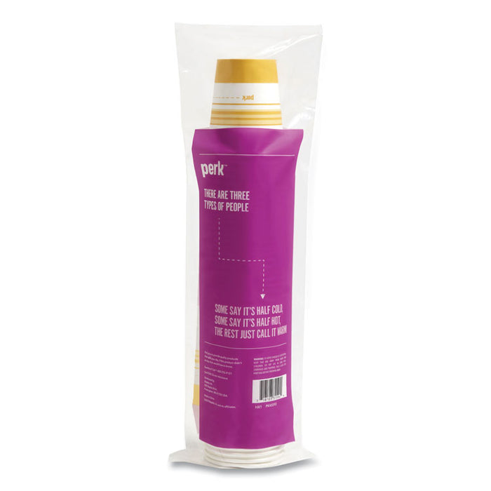 Paper Hot Cups, 8 oz, White/Yellow, 50/Pack