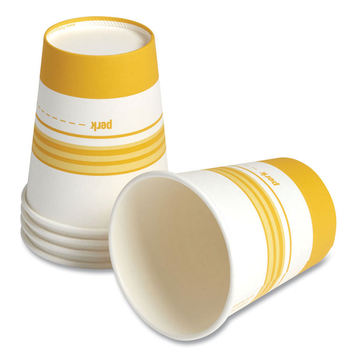 Paper Hot Cups, 8 oz, White/Yellow, 50/Pack