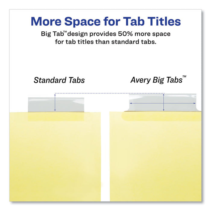 Insertable Big Tab Dividers, 8-Tab, Double-Sided Gold Edge Reinforcing, 11" x 8.5", Buff, Clear Tabs, 1 Set