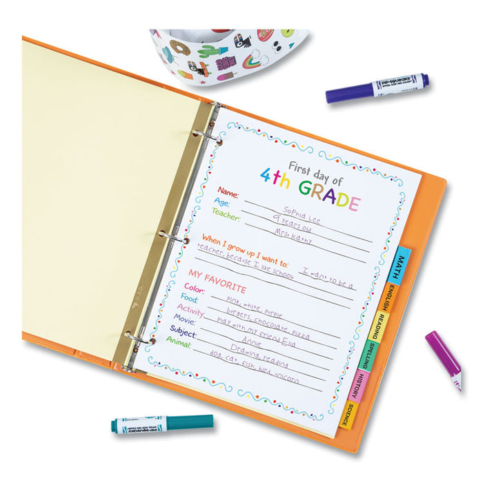 Insertable Big Tab Dividers, 8-Tab, Double-Sided Gold Edge Reinforcing, 11" x 8.5", Buff, Assorted Tabs, 1 Set