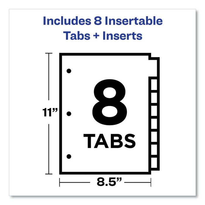 Insertable Big Tab Dividers, 8-Tab, Double-Sided Gold Edge Reinforcing, 11" x 8.5", Buff, Clear Tabs, 1 Set