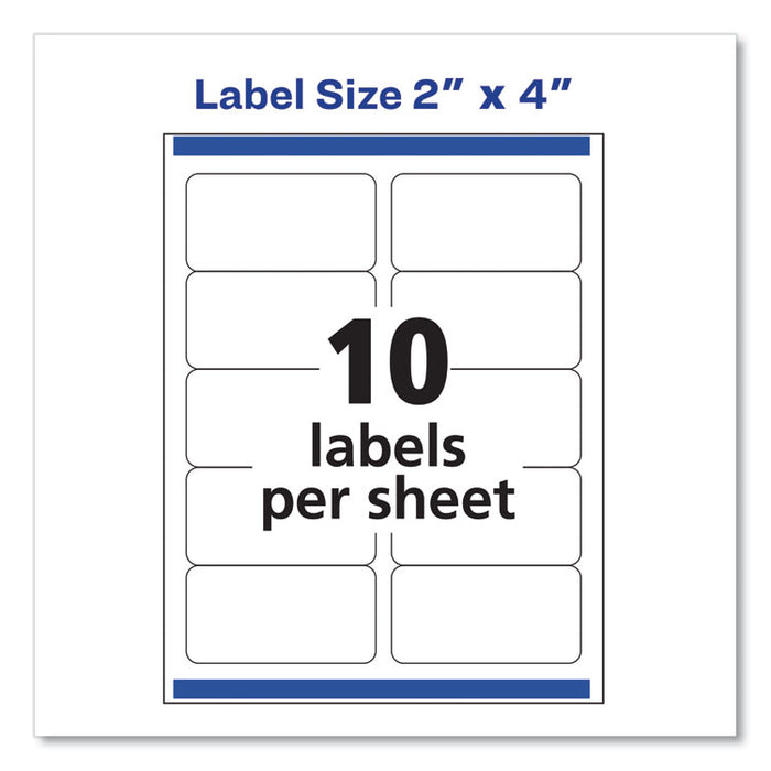 Shipping Labels w/ TrueBlock Technology, Laser Printers, 2 x 4, White, 10/Sheet, 25 Sheets/Pack