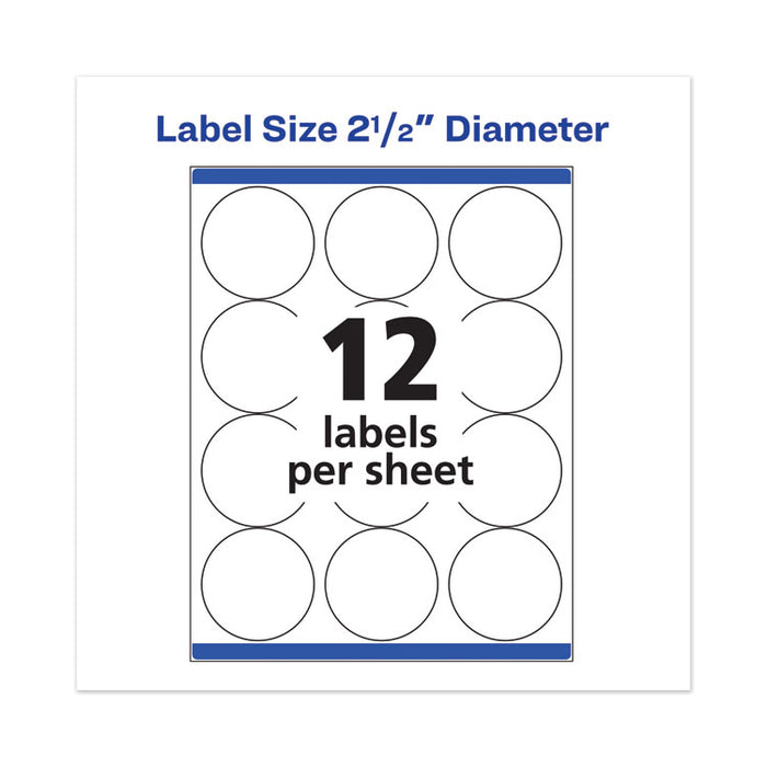 Permanent Laser Print-to-the-Edge ID Labels w/SureFeed, 2 1/2"dia, White, 300/PK