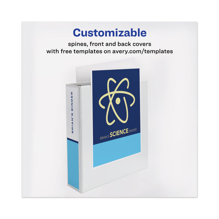 TouchGuard Protection Heavy-Duty View Binders with Slant Rings, 3 Rings, 2" Capacity, 11 x 8.5, White