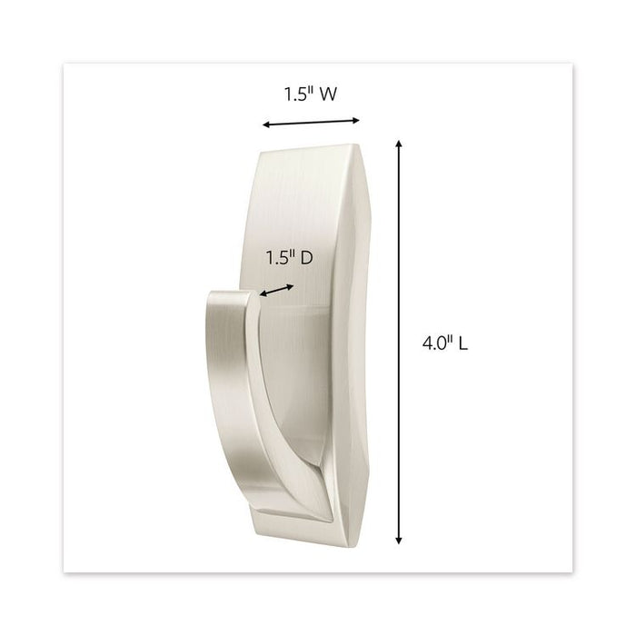 Large Single Bath Hooks, Metal, Satin Nickel, Supports 5 lb
