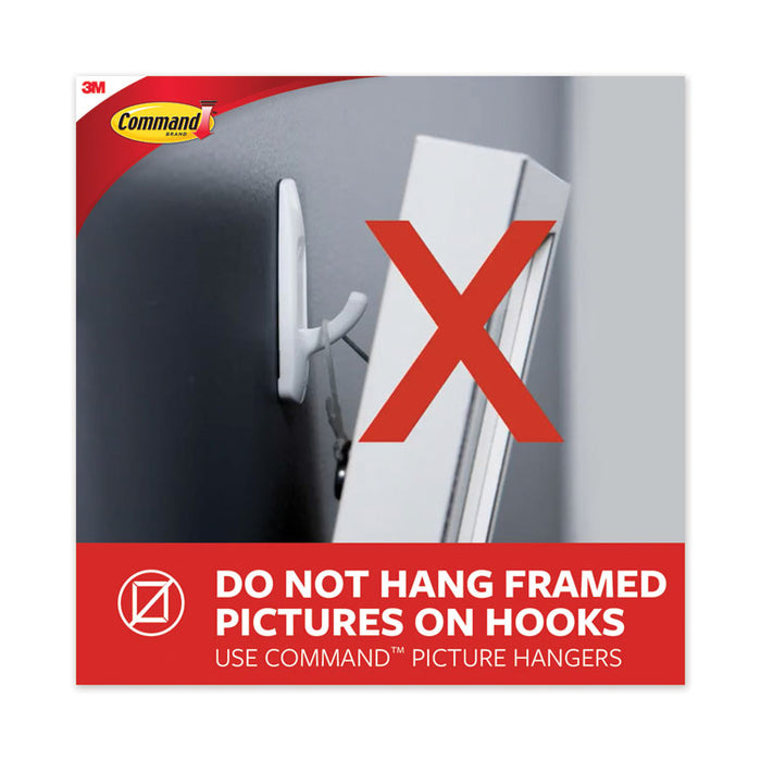 Small Utility Hooks, Plastic, White, Supports 1 lb, 6/Pack