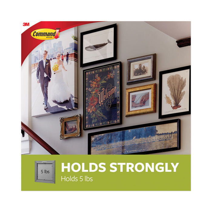 Universal Picture Hanger, Large, Silver, 5 lb Capacity, 1 Hanger and 4 Strips