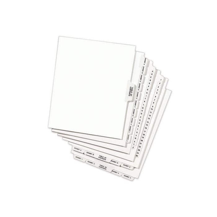 Avery-Style Preprinted Legal Side Tab Divider, 26-Tab, Exhibit T, 11 x 8.5, White, 25/Pack, (1390)