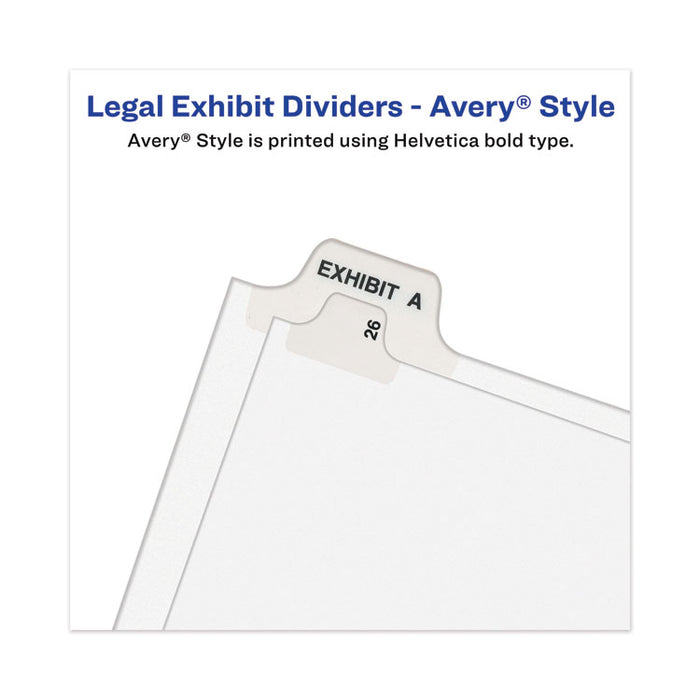 Avery-Style Preprinted Legal Bottom Tab Divider, 26-Tab, Exhibit K, 11 x 8.5, White, 25/PK