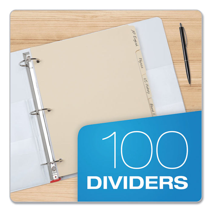 Write-On Tab Dividers, 5-Tab, 11 x 8.5, Manila, 20 Sets