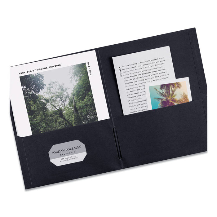 Two-Pocket Folder, Accommodates (40) 11 x 8.5 Sheets, Black, 25/Box